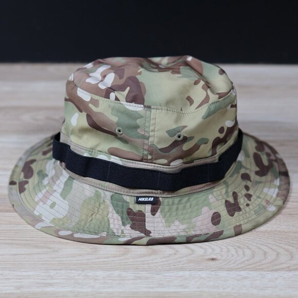 Nike NikeLab Bucket Hat Cap Green Brown MultiCam Camo Outdoor Hiking AR1317-222 - Picture 1 of 9